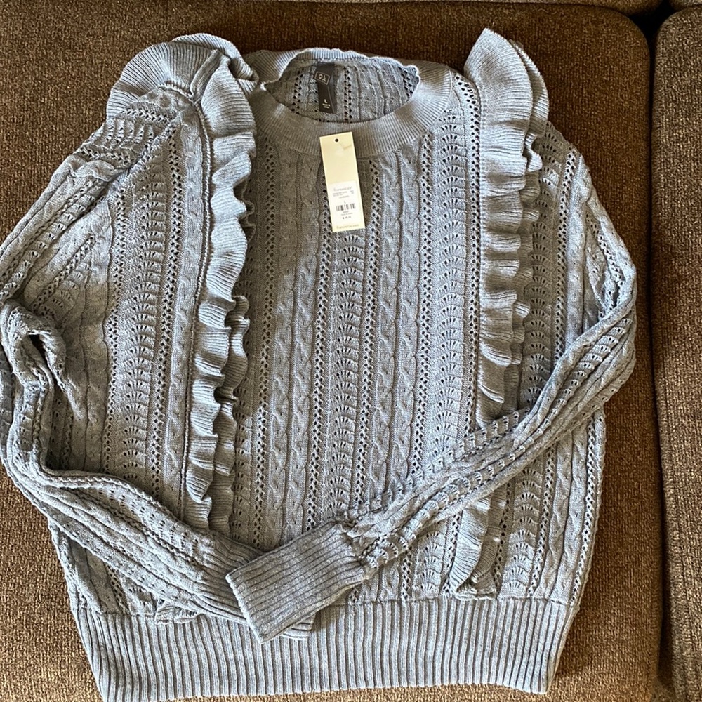 Gray ruffle sweater NWT